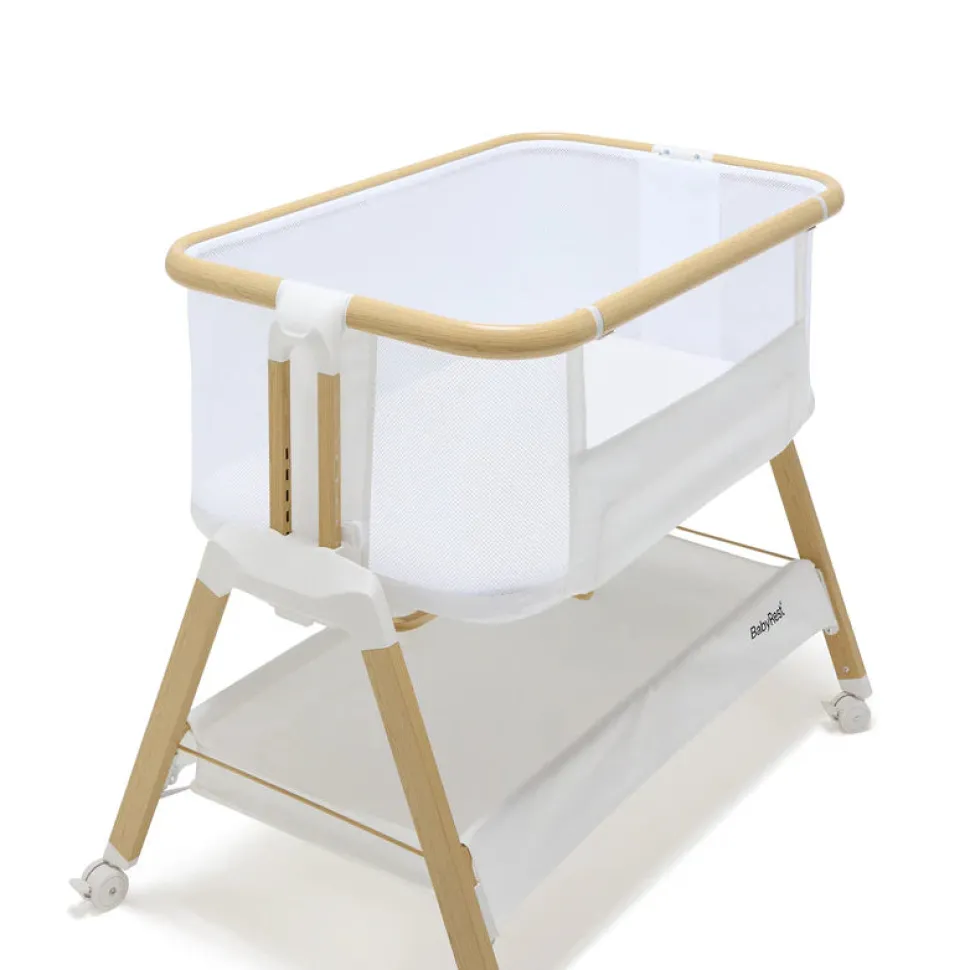 Alfie Bedside Bassinet - White/Natural