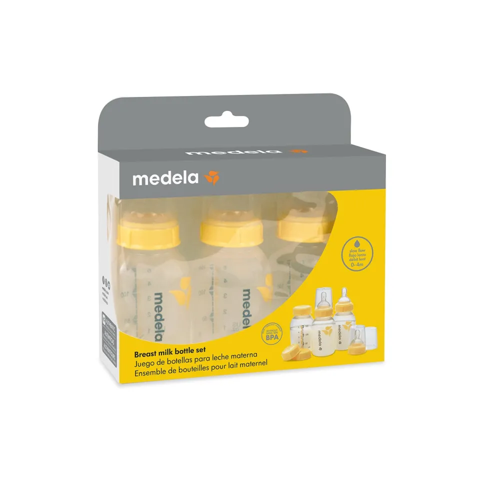 Breastmilk Bottle 150ml with Wide Base Slow Flow Teat - 3 pack