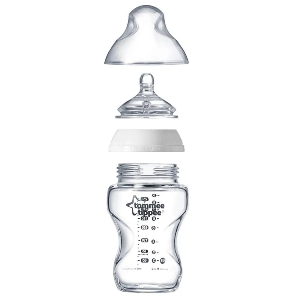 Closer to Nature Glass Bottle with Medium Flow Teat VARIOUS SIZES
