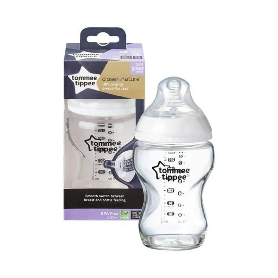 Closer to Nature Glass Bottle with Medium Flow Teat VARIOUS SIZES