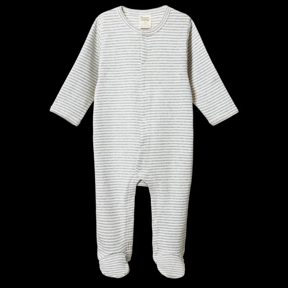 Cotton Stretch and Grow - Grey Marl Stripe
