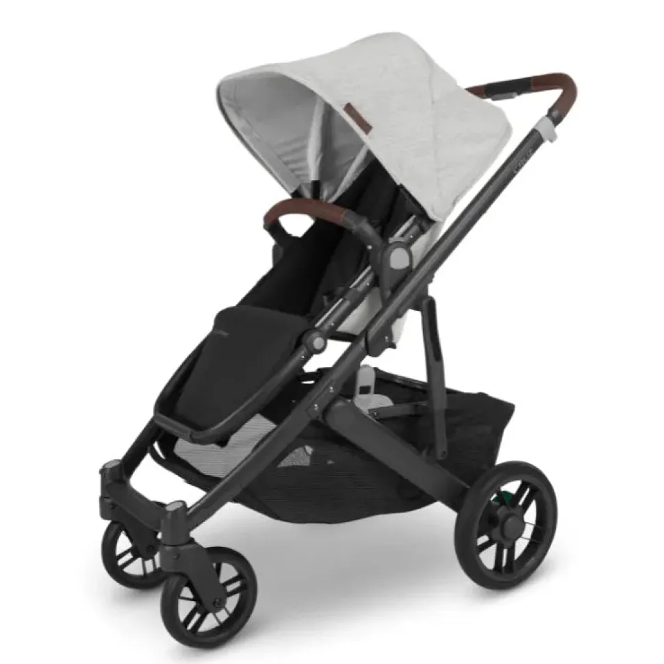 CRUZ V2 + FREE SNUG SEAT + CUP HOLDER - Anthony (White & Grey Chenille/Carbon/Chestnut Leather)