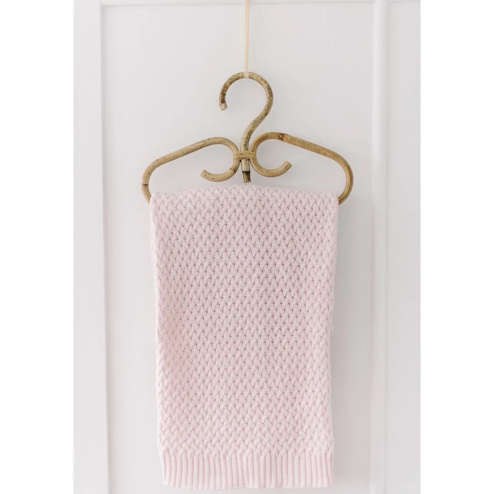 Diamond Knit Baby Blanket - Blush Pink
