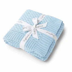 Diamond Knit Organic Baby Blanket - Baby Blue