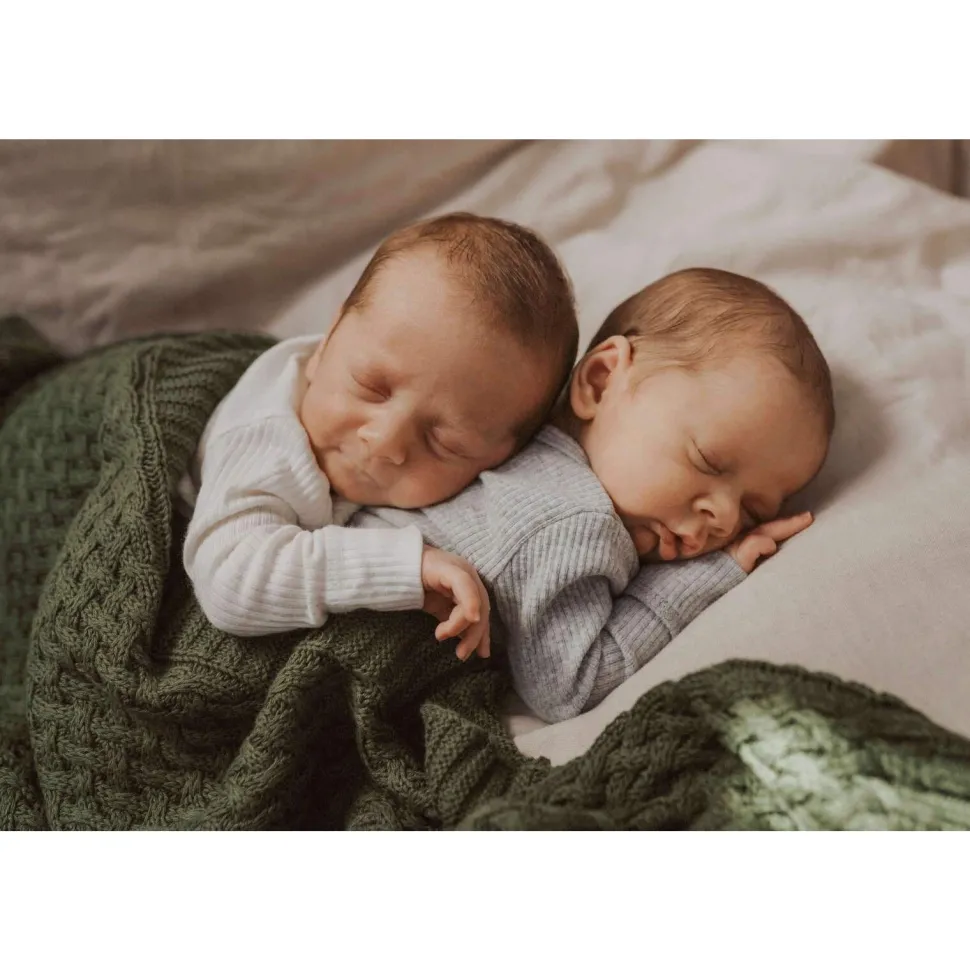 Diamond Knit Organic Baby Blanket - Olive