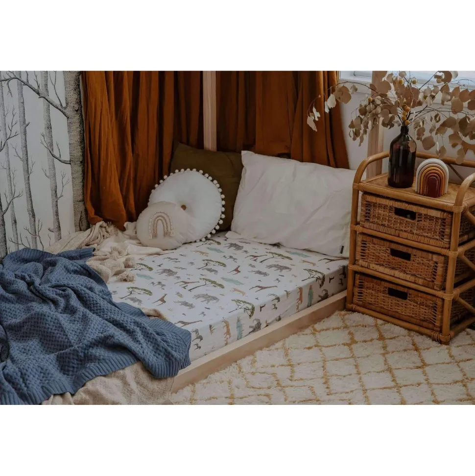 Fitted Cot Sheet - Safari