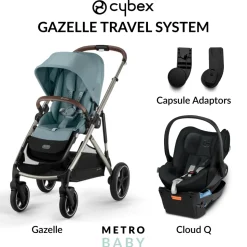 Gazelle S Pram 2023 + Cloud Q Capsule and Adaptors