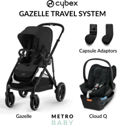 Gazelle S Pram 2023 + Cloud Q Capsule and Adaptors