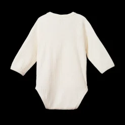 Long Sleeve Pointelle Kimono Bodysuit - Natural