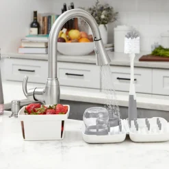 On The Go Drying Rack and Bottle Brush - Grey