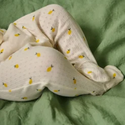 Pointelle Footed Rompers - Lemon Print
