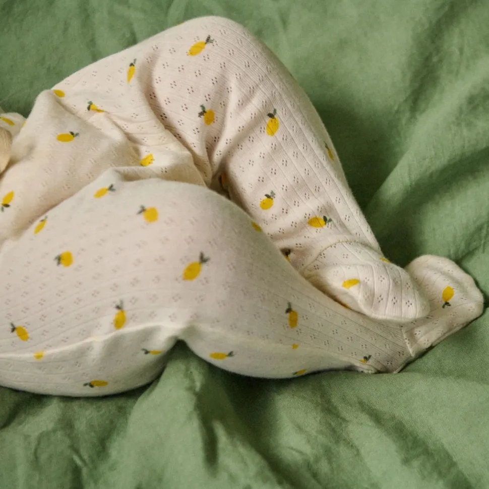 Pointelle Footed Rompers - Lemon Print