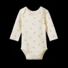 Pointelle Long Sleeve Bodysuit - Lemon Print