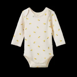 Pointelle Long Sleeve Bodysuit - Lemon Print