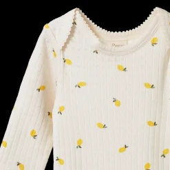 Pointelle Long Sleeve Bodysuit - Lemon Print