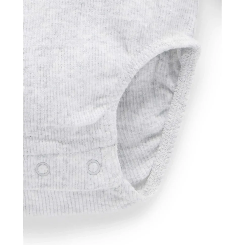 Ribbed Bodysuit Long Sleeve - Pale Grey Melange
