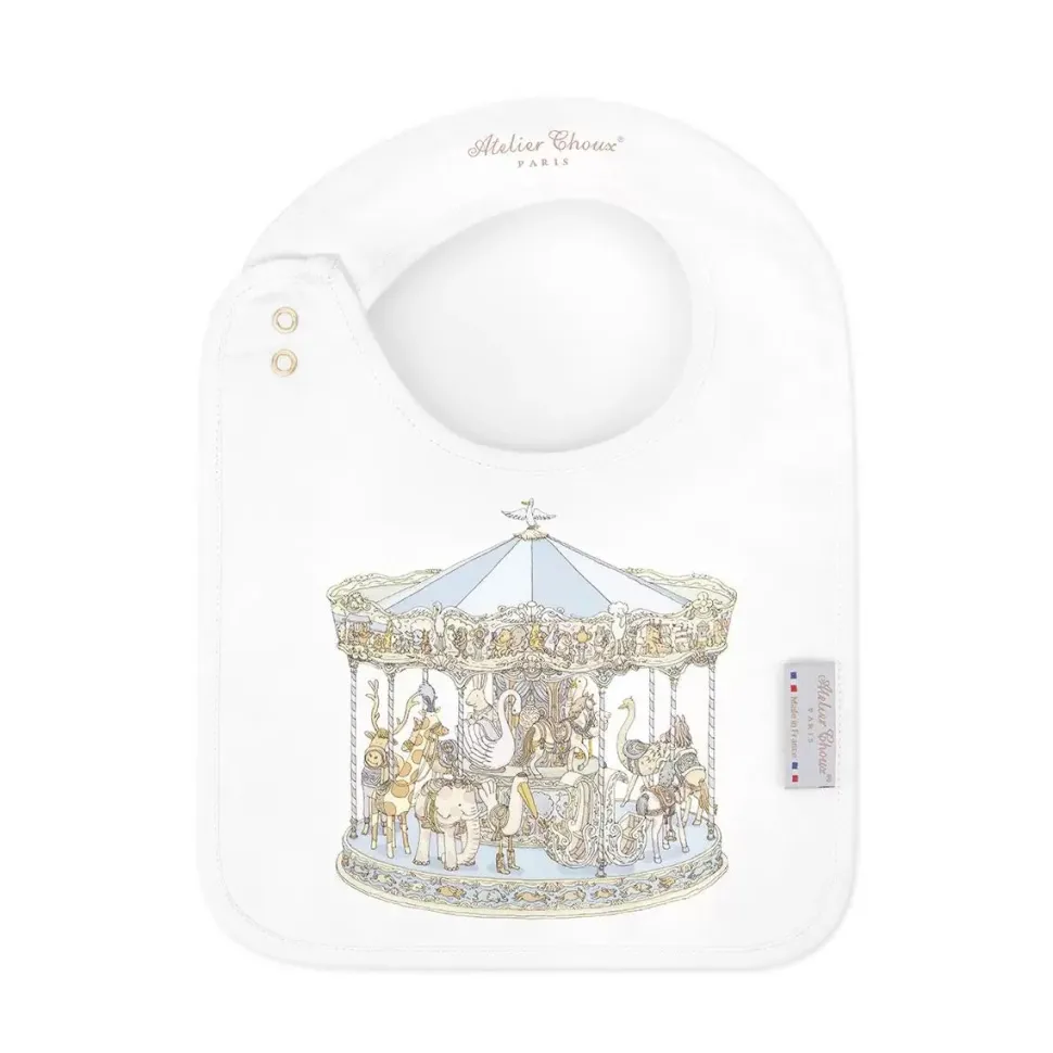 Satin Bib – Carousel Blue