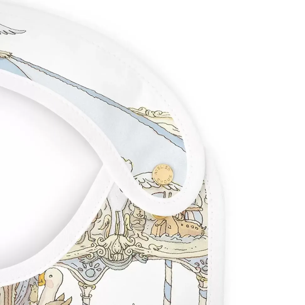 Satin Bib – Carousel Blue