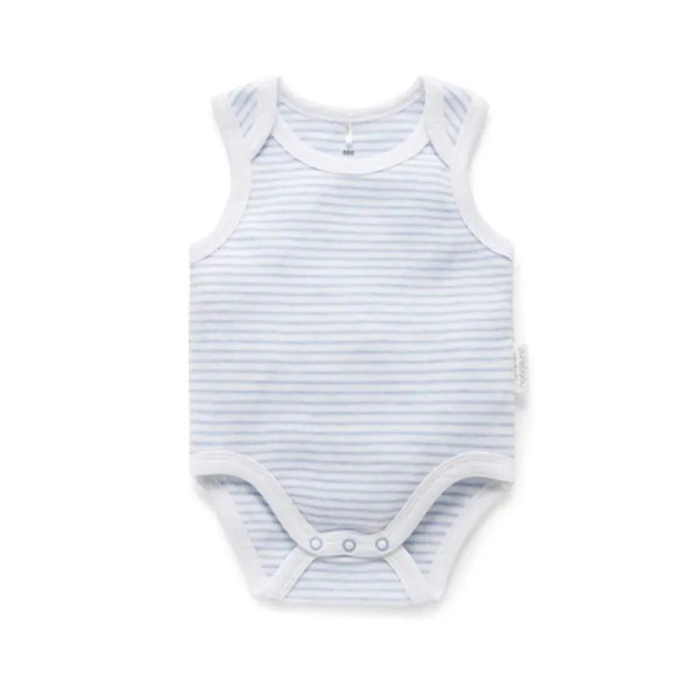 Singlet Bodysuit - Pale Blue Melange Stripe
