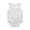Singlet Bodysuit - Pale Grey Melange Stripe