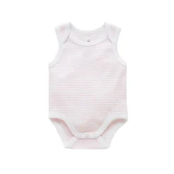 Singlet Bodysuit - Pale Pink Melange Stripe