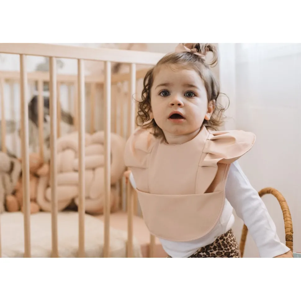 Waterproof Frill Snuggle Bib - Nude