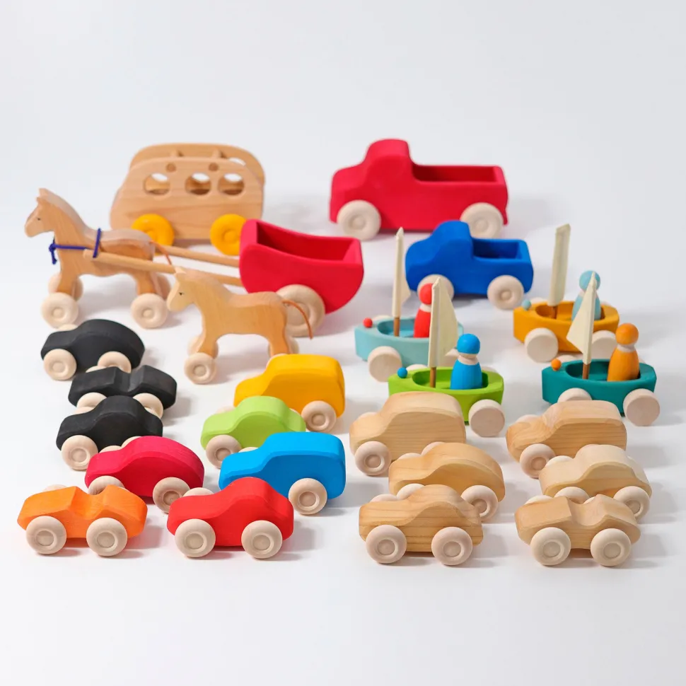 Wooden Cars Set of 6 VARIOUS COLOURS