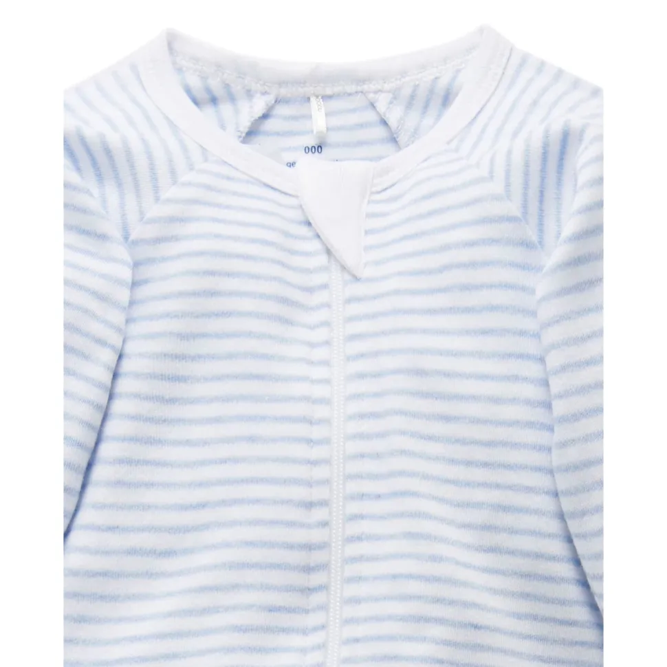 Zip Growsuit - Pale Blue Melange Stripe