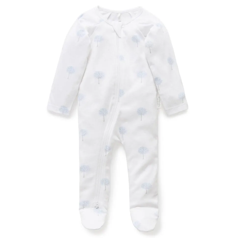 Zip Growsuit - Pale Blue Tree