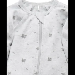 Zip Growsuit - Pale Grey Leaf