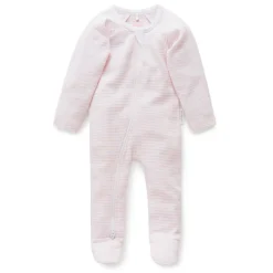 Zip Growsuit - Pale Pink Melange Stripe
