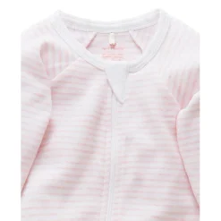 Zip Growsuit - Pale Pink Melange Stripe
