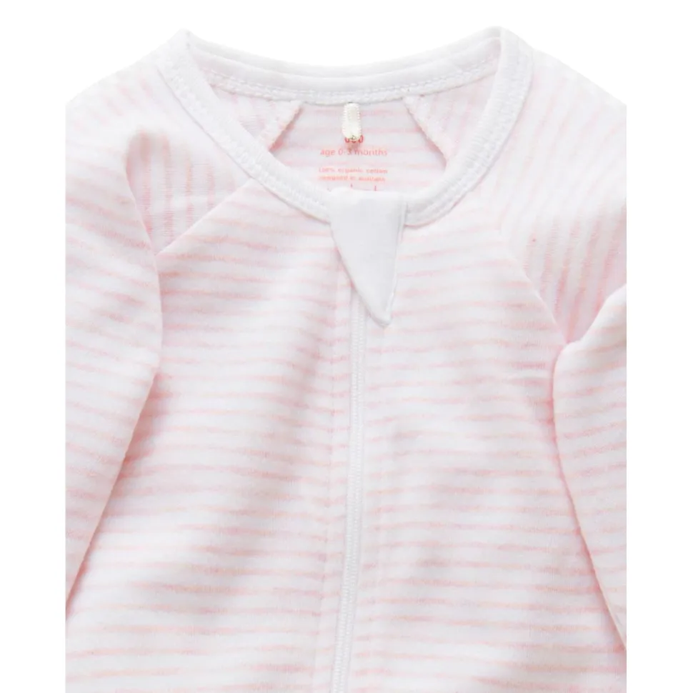 Zip Growsuit - Pale Pink Melange Stripe