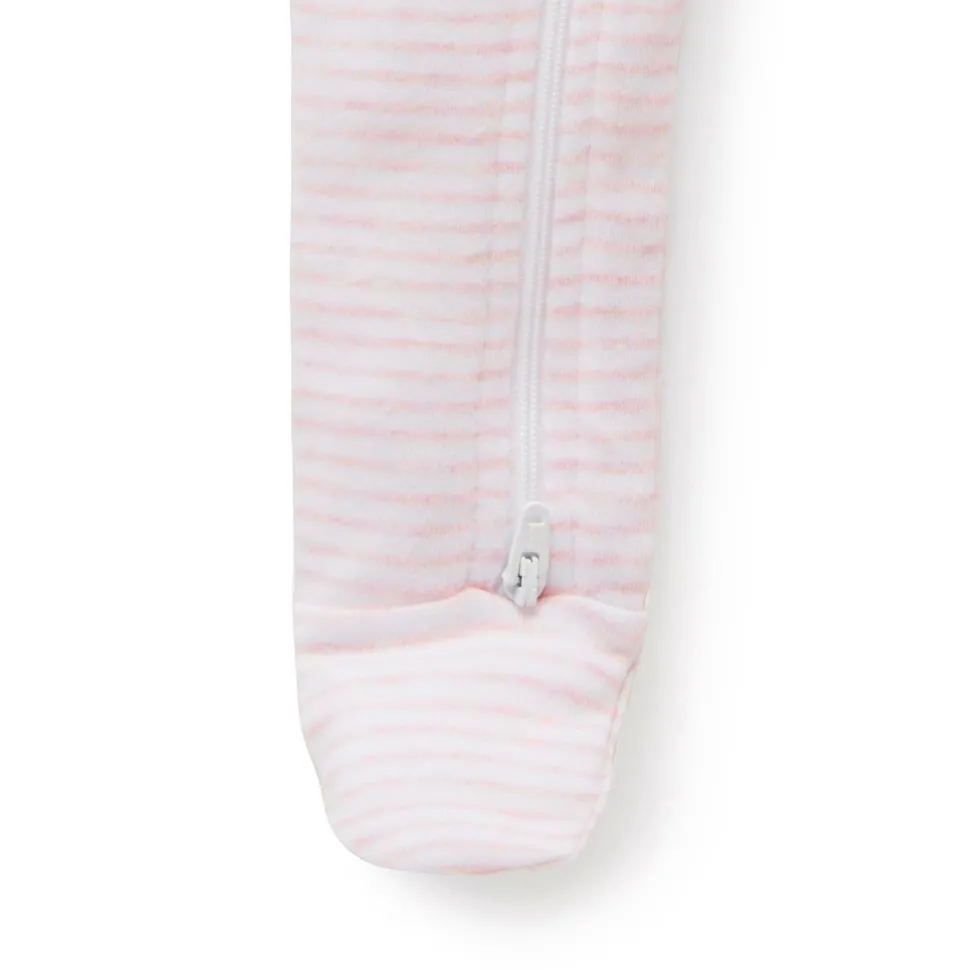 Zip Growsuit - Pale Pink Melange Stripe