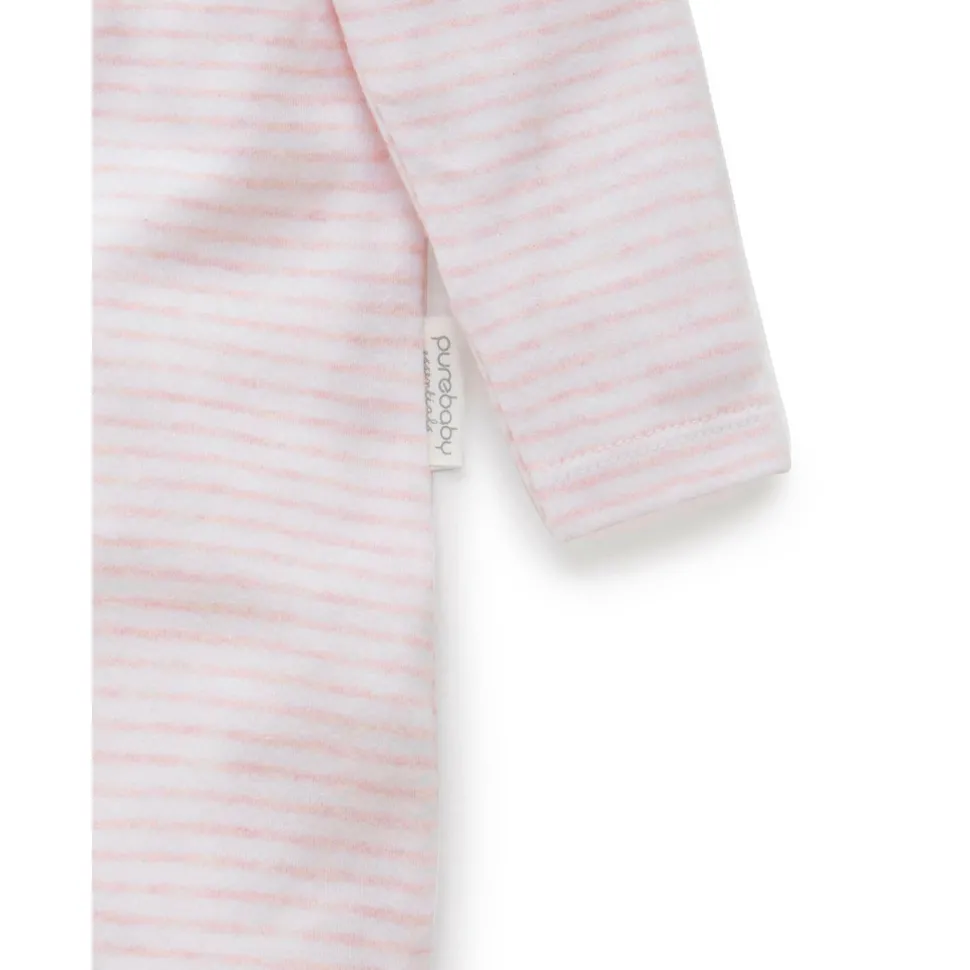 Zip Growsuit - Pale Pink Melange Stripe