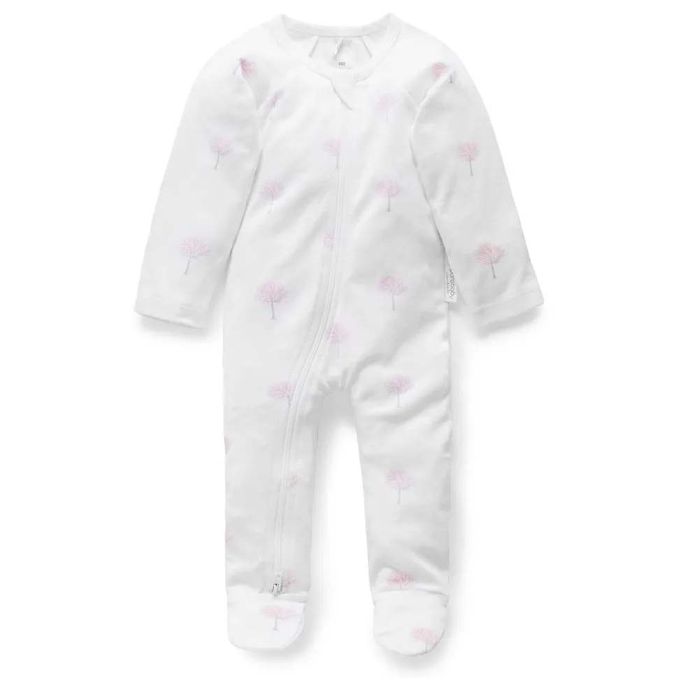 Zip Growsuit - Pale Pink Tree