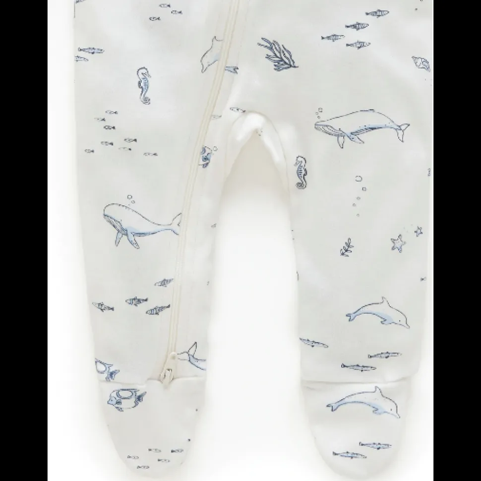 Zip Growsuit - Vanilla Nautical