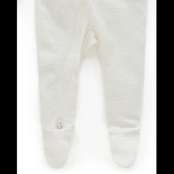 Zip Growsuit - Wheat Melange Stripe
